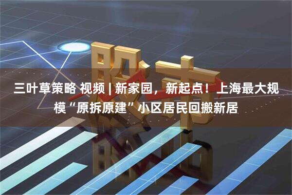 三叶草策略 视频 | 新家园，新起点！上海最大规模“原拆原建”小区居民回搬新居