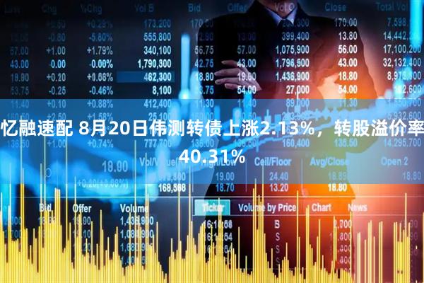 忆融速配 8月20日伟测转债上涨2.13%，转股溢价率40.31%